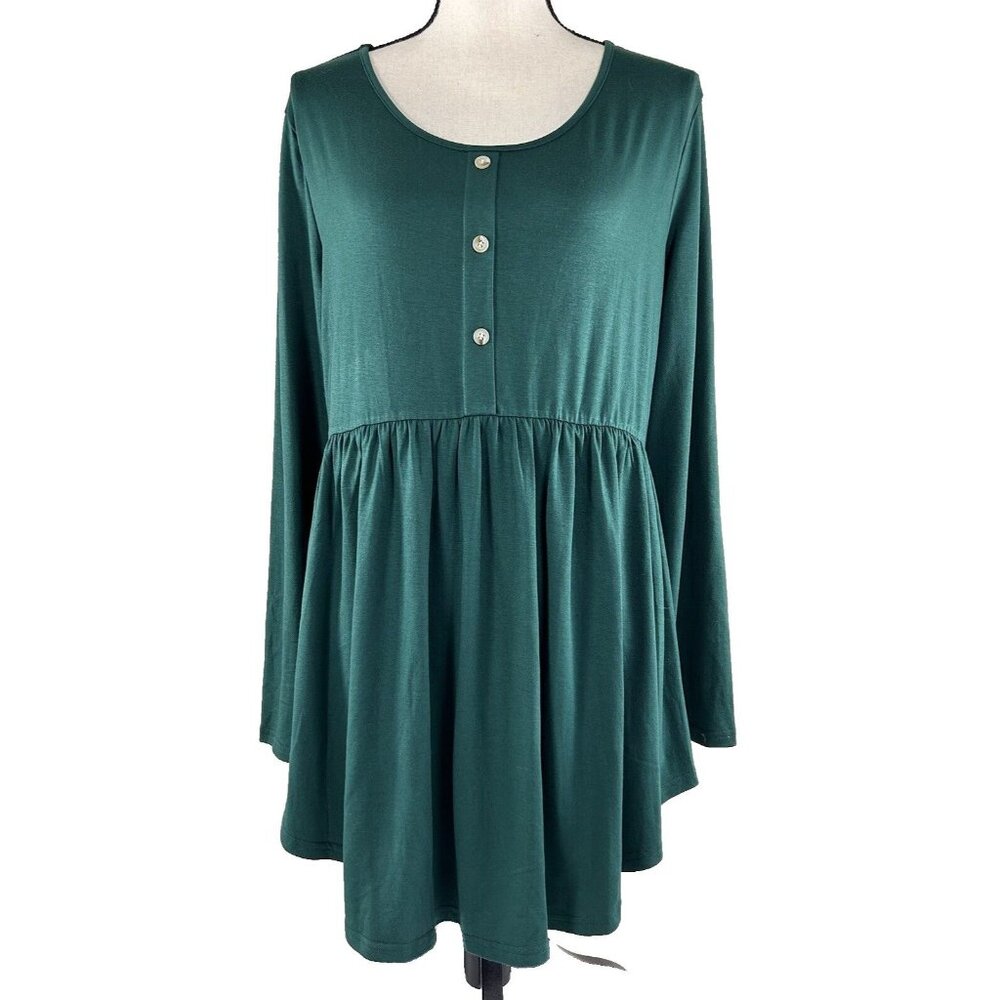 Poshglam Maternity Tunic Top Hunter Green Long Sleeve Stretch NWT XL